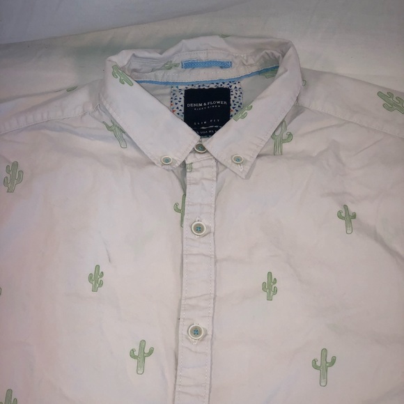 Denim & Flower Cactus SS Casual Button Up Shirt XL - Picture 2 of 4